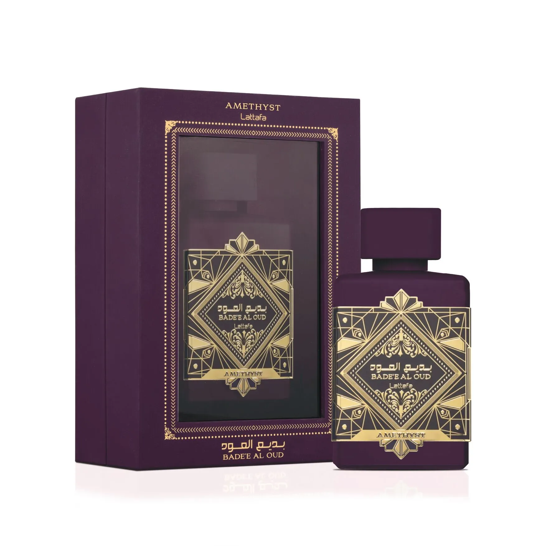 Lattafa Badee Al Oud Amethyst eau de parfum 100ml flacon violet oud rose vanille parfum oriental