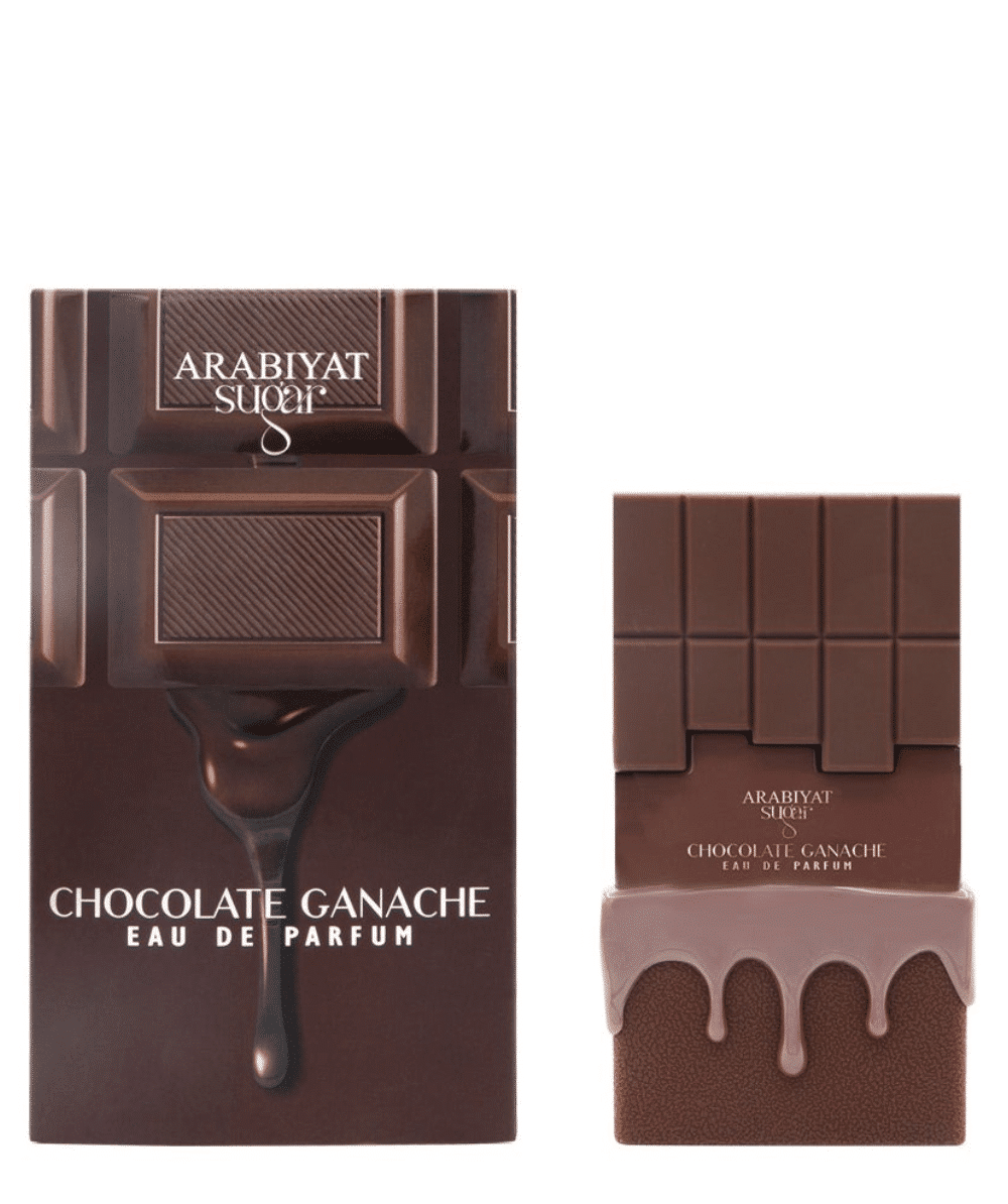 Flacon de parfum Chocolate Ganache Arabiyat Sugar My Perfumes au design gourmand, inspiré du chocolat avec des tons riches et profonds.