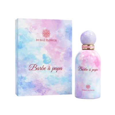 Barbe à Papa Dubai Flower extrait de parfum 100ml flacon pastel parfum gourmand sucre filé fruits rouges vanille musc blanc