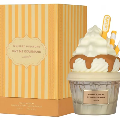 Give me gourmand whipped pleasure eau de parfum lattafa 75ml flacon parfum gourmand caramel popcorn