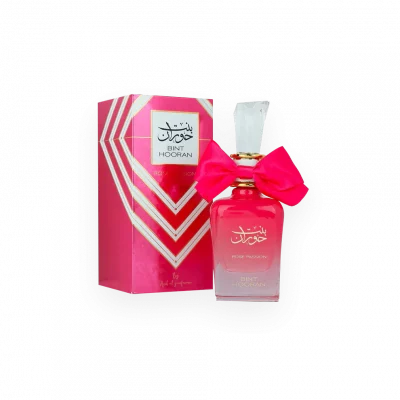 Parfum Bint Hooran Rose Passion avec notes de rose, fraise et vanille, fragrance gourmande florale sucrée et élégante.